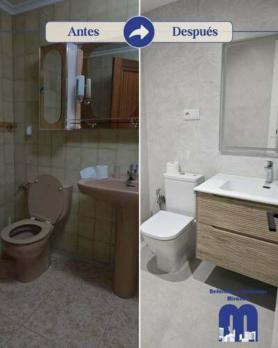 Antes y después Baños de los Años 70 - Reforma completa en piso de Gijón