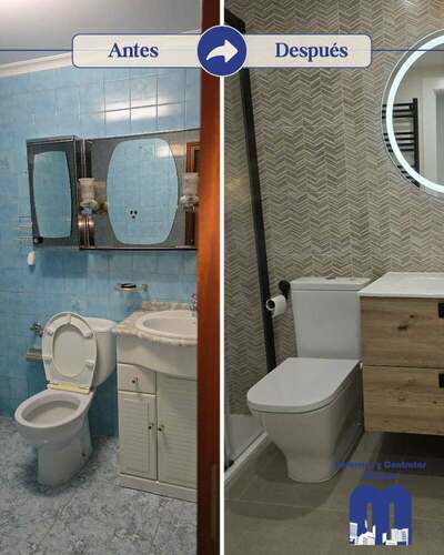 Antes y después Baños de los Años 70 - Reforma completa en piso de Gijón